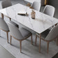 Table rectangulaire Table de salle à manger moderne médiévale en pierre frittée avec base en bois