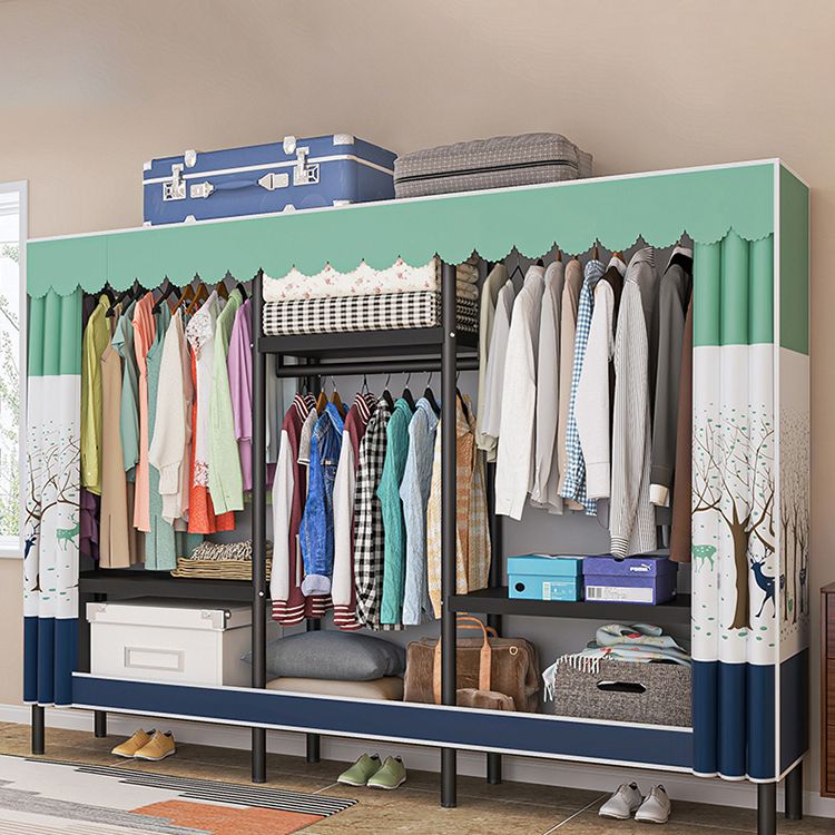 Steel Frame Wardrobe Armoire Contemporary Style Wardrobe Cabinet for Home Clearhalo 'Armoires & Wardrobes' 'armoires_wardrobes' 'Bedroom Furniture' 'furn' 'furn_armoires_wardrobes' 'Furniture' 1200x1200_73925c33-4fb6-48fc-83c4-b8ea092c3fda