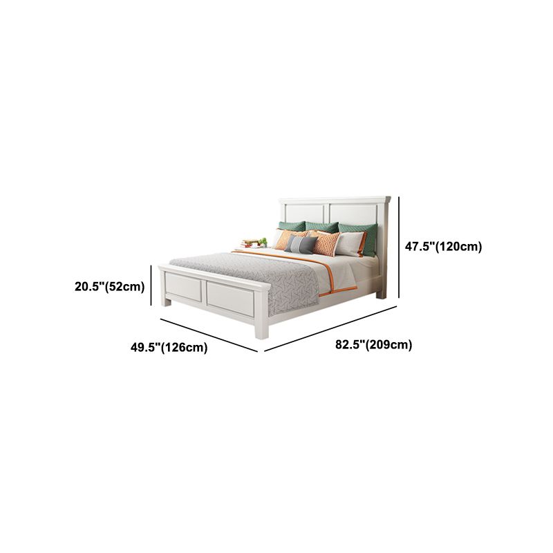 Cama estándar de madera blanca contemporánea con cabecera rectangular