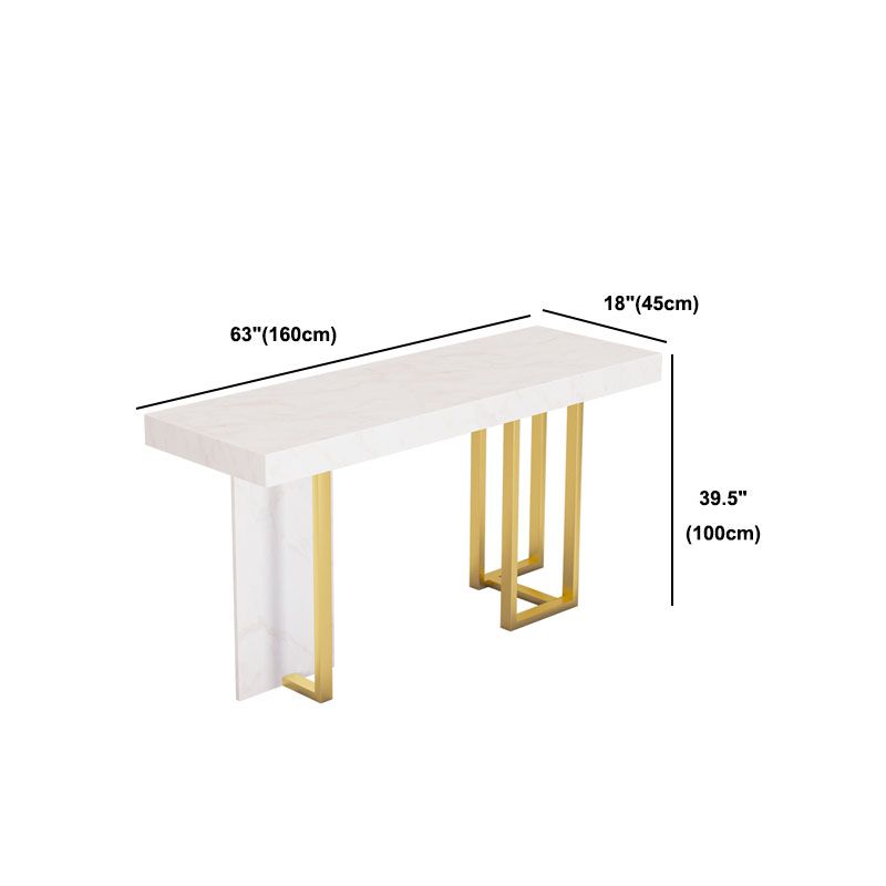 White Marble Top Bar Table Glam Metal and Stone Frame Pub Table Clearhalo 'Bar Furniture' 'Bar Tables' 'bar_tables' 'furn' 'furn_bar_tables' 'Furniture' 'Kitchen & Dining Furniture' 1200x1200_73942407-123b-4a0f-b9d5-aa6689214844