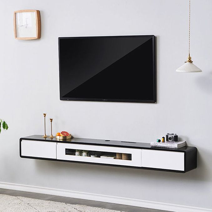 Rubberwood 9.45" D TV Stand Nordic Floating TV Stand with Storage Drawers Clearhalo 'furn' 'furn_tv_stands_entertainment_centers' 'Furniture' 'Living Room Furniture' 'TV Stands & Entertainment Centers' 'TV Stands & Media Storage Furniture' 'tv_stands_entertainment_centers' 1200x1200_7394600d-7117-410d-9e7b-fd763274645e
