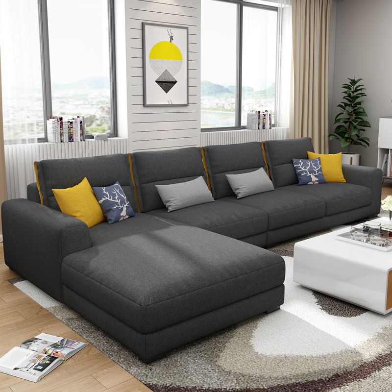 Divano e chaise del braccio quadrato di miscela di cotone scandinavo per soggiorno