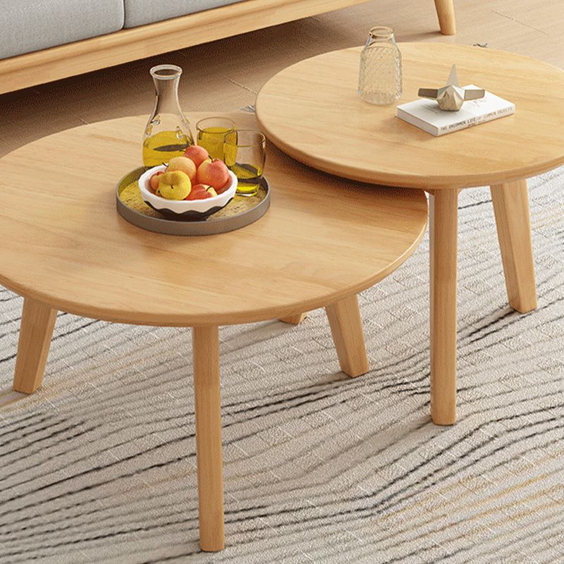 Mesa auxiliar de madera sólida 3 patas redonda de la sala de estar nórdica