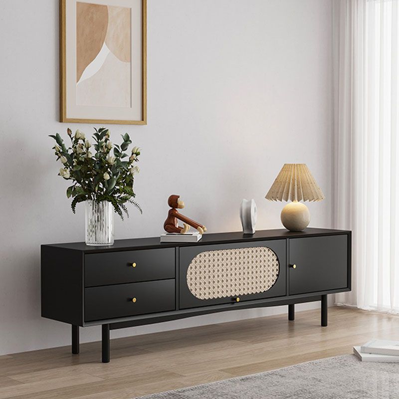 Pine Wood 22.05" H TV Stand Modern 2-Drawer 2-Door TV Stand Console Clearhalo 'furn' 'furn_tv_stands_entertainment_centers' 'Furniture' 'Living Room Furniture' 'TV Stands & Entertainment Centers' 'TV Stands & Media Storage Furniture' 'tv_stands_entertainment_centers' 1200x1200_7397606e-9486-4d54-9521-fd5d6aed5210