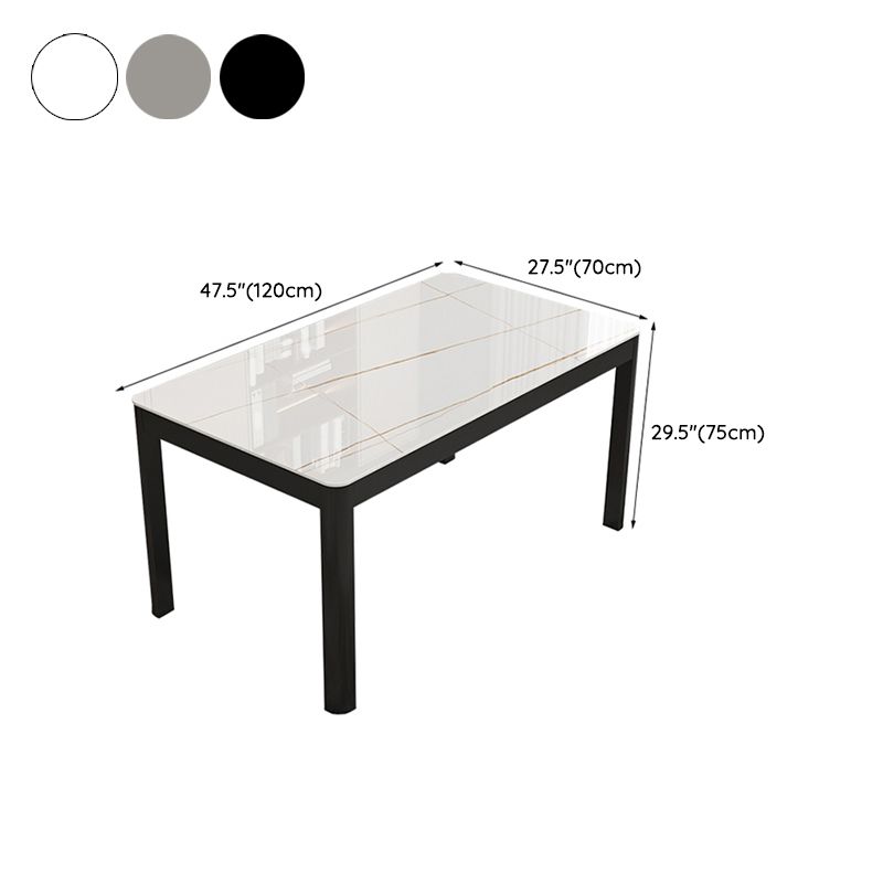 Rechthoekige eettafel Modern glazen tafelblad met zwarte stalen poten