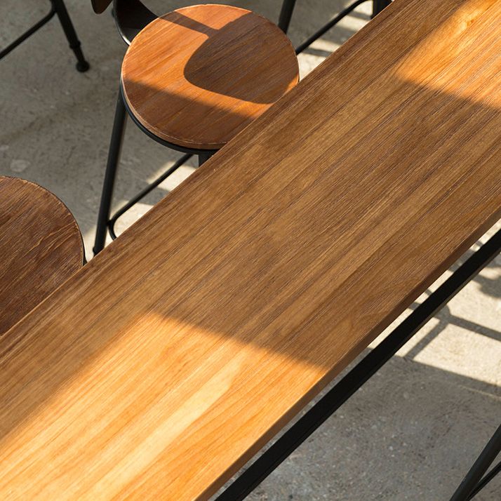 Pine Wood Bar Table Industrial Bar Dining Table with Black Trestle Base Clearhalo 'Bar Furniture' 'Bar Tables' 'bar_tables' 'furn' 'furn_bar_tables' 'Furniture' 'furniture_bar_tables' 'Kitchen & Dining Furniture' 1200x1200_73989999-5af5-46d2-ab84-1bca47872fce