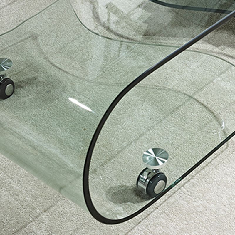 Modern Style Glass Top Coffee Cocktail Table with Storage Shelf Clearhalo 'Coffee & Accent Tables' 'Coffee Tables' 'coffee_tables' 'furn' 'furn_coffee_tables' 'Furniture' 'Living Room Furniture' 1200x1200_7399a81c-8c09-4692-aaa6-47f4019cc2a8