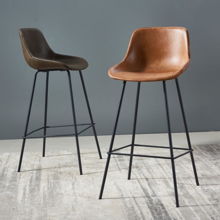 Contemporary Footrest Restaurant Stool Matte Finish Leather Barstool Clearhalo 'Bar Furniture' 'Bar Stools' 'bar_stools' 'furn' 'furn_bar_stools' 'Furniture' 'furniture_bar_stools' 'Kitchen & Dining Furniture' 1200x1200_7399e884-9c35-4197-ae7e-492006524a45