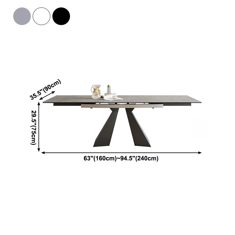 Rectangle Traditional Luxury Dining Table Sintered Stone Table with Double Pedestal Clearhalo ' dining_table' 'Dining Tables & Seating' 'Dining Tables' 'furn' 'furn_dining_table' 'Furniture' 'furniture_dining_table' 'Kitchen & Dining Furniture' 'kitchen&dining_furn' 'kitchen' 'kitchen_dining_table' 1200x1200_739aa107-098b-4227-a672-f562e7aea3b0
