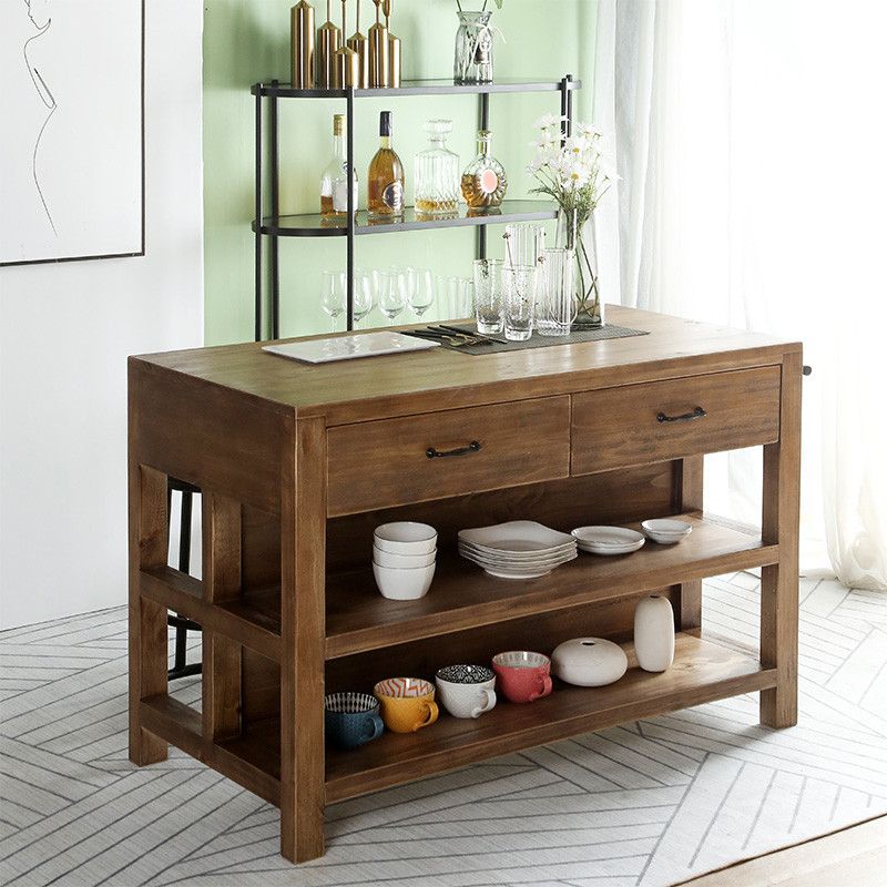 Tradizionale set di isole da cucina stazionaria set di cucina rettangolare in legno per uso domestico