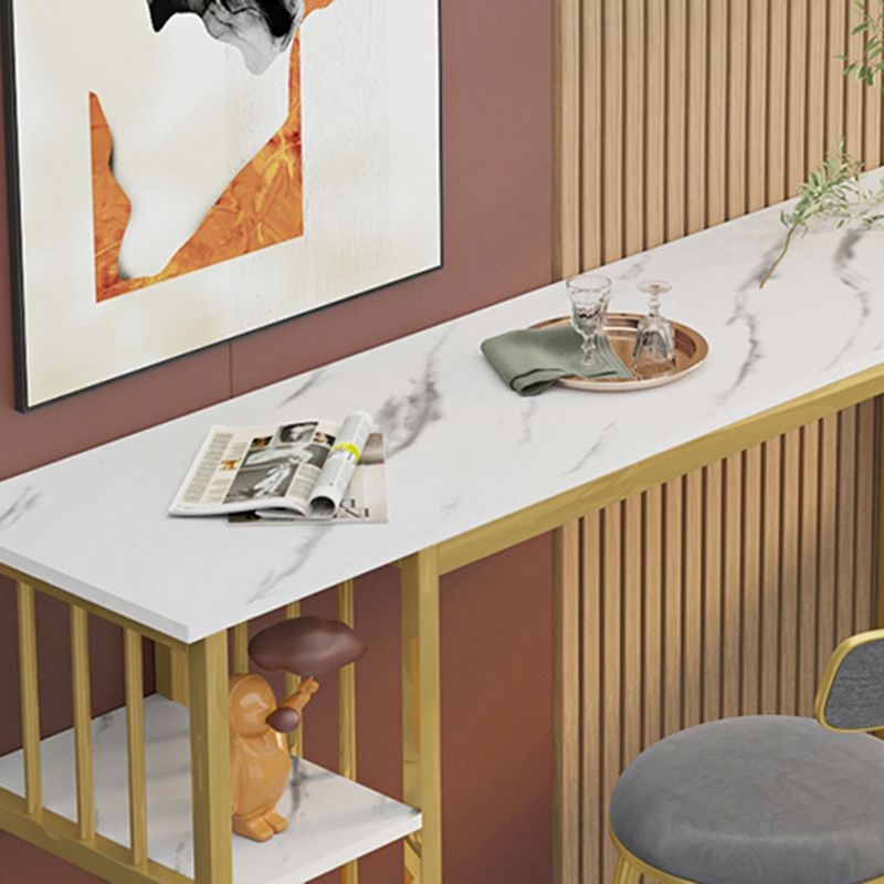Mesa de bar rectangular con tapa de madera sintética, mesa de pub moderna con estructura de metal