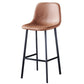 Contemporary Metal Barstool Low Back Turantable Faux Leather Cushion Footrest Stool