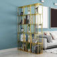 Glam Metal Open Back Bookcase Standard Bookshelf with Shelves