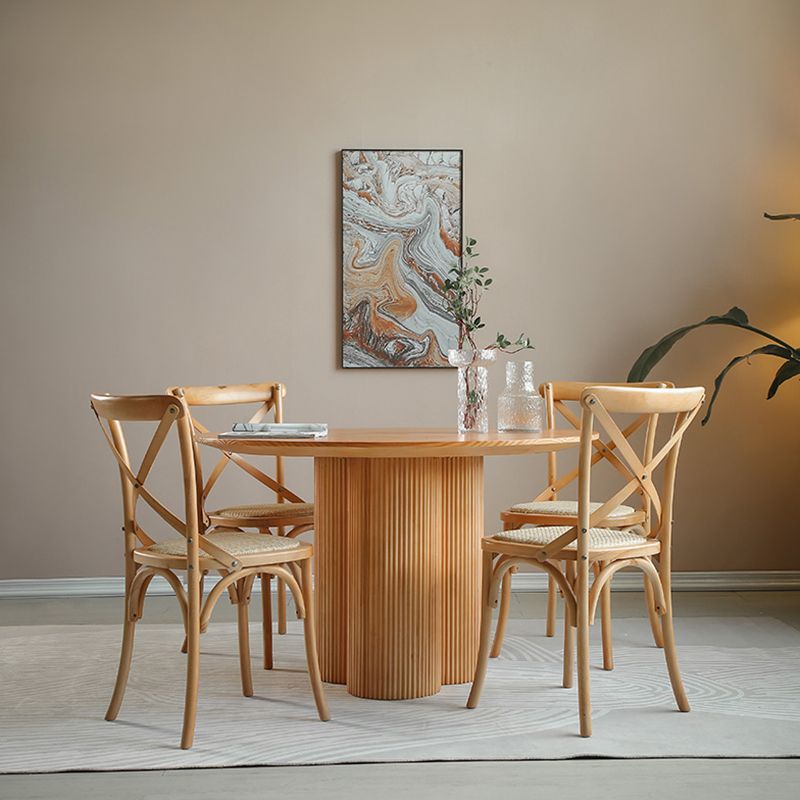 Contemporary Round Dining Table Pine Solid Wood Table with Pedestal Base for Home Kitchen Dinner Clearhalo ' dining_table' 'Dining Tables & Seating' 'Dining Tables' 'furn' 'furn_dining_table' 'Furniture' 'furniture_dining_table' 'Kitchen & Dining Furniture' 'kitchen&dining_furn' 'kitchen' 'kitchen_dining_table' 1200x1200_73a5ce4f-0a1f-46ef-ad31-edf5b2669b92