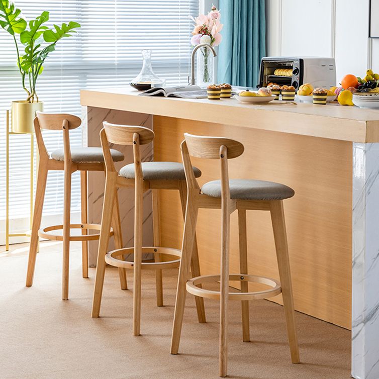 Scandinavian Rubberwood Low Back Barstool Milk Tea Shop Upholstered Stool Clearhalo 'Bar Furniture' 'Bar Stools' 'bar_stools' 'furn' 'furn_bar_stools' 'Furniture' 'Kitchen & Dining Furniture' 1200x1200_73a65c0a-1aff-4596-a2cc-b992b477fb53