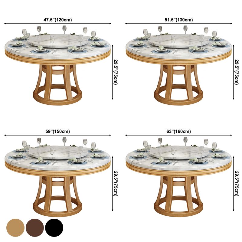 Simplicity Home Sintered Stone Dining Table Round Shape Table with Solid Wood Base Clearhalo ' dining_table' 'Dining Tables & Seating' 'Dining Tables' 'furn' 'furn_dining_table' 'Furniture' 'furniture_dining_table' 'Kitchen & Dining Furniture' 'kitchen&dining_furn' 'kitchen' 'kitchen_dining_table' 1200x1200_73a968b2-4d7c-4504-9fde-1461d76b6755