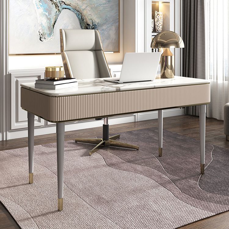 Escritorio de escritura rectangular de glamour Desk de oficina de piedra con 2/3 cajones