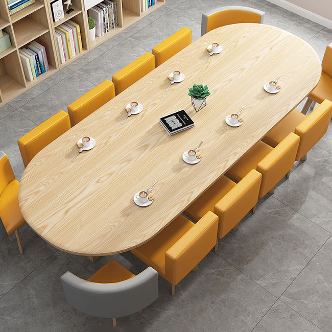 Escritorio de escritura ovalada contemporánea escritorio de red de trineos de madera