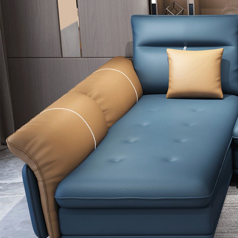 Blue 4-seater Faux Leather Tufted Pillow Top Arm Sectional Sofa Clearhalo 'furn' 'furn_sectionals' 'Furniture' 'Living Room Furniture' 'Sectionals' 1200x1200_73ae7535-7a54-410e-b7d2-eb4675c38c81