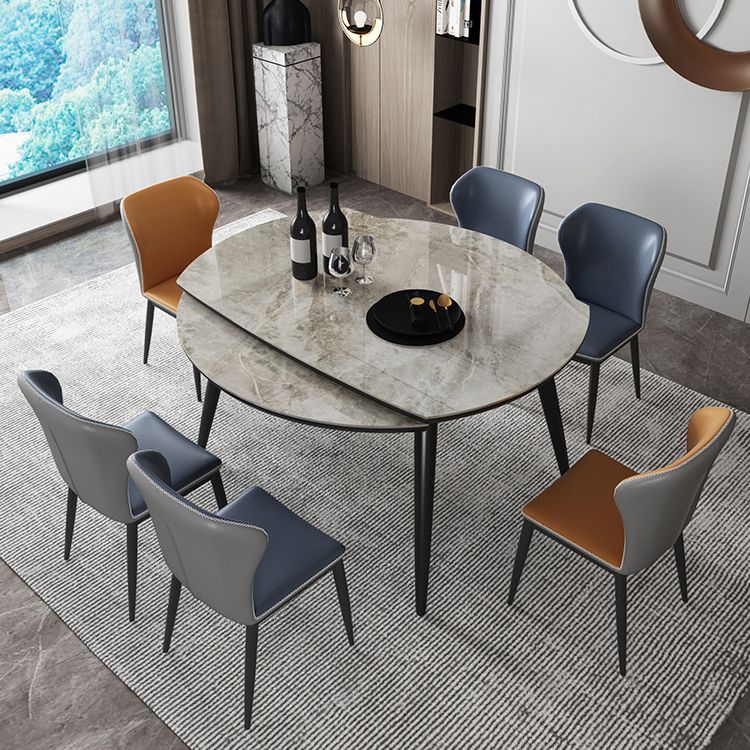 Sintered Stone Top Extendable Round Kitchen Table Modern Dining Table with 4 Legs Clearhalo ' dining_table' 'Dining Tables & Seating' 'Dining Tables' 'furn' 'furn_dining_table' 'Furniture' 'furniture_dining_table' 'Kitchen & Dining Furniture' 'kitchen&dining_furn' 'kitchen' 'kitchen_dining_table' 1200x1200_73afeb05-cd3f-4404-b9be-d569bbb9f637