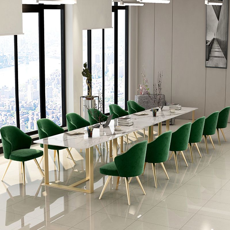 Mesa de reuniones rectangular de mármol artificial oficina en el hogar escritorio de escritura moderna