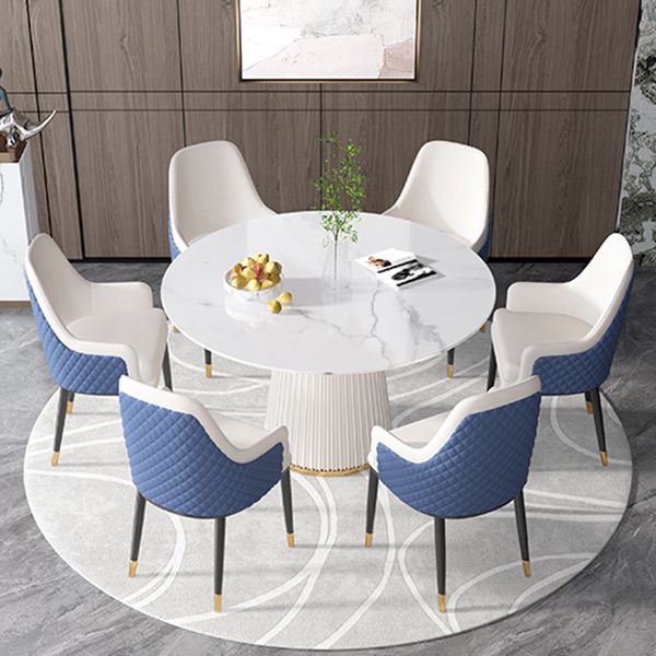 Sintered Stone White Table for Restaurant Luxury Round Dining Table with Pedestal Base Clearhalo 'Dining Tables & Seating' 'Dining Tables' 'dining_table' 'furn' 'furn_dining_table' 'Furniture' 'furniture_dining_table' 'Kitchen & Dining Furniture' 'kitchen' 'kitchen_dining_table' 1200x1200_73b28ecd-3519-4157-bcc9-d41a302d2e59