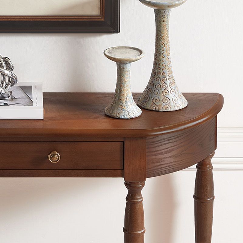 ゴム製ウッドコンソール表12 "wホールのためのミッドセンチュリーモダンハーフムーンアクセントテーブル