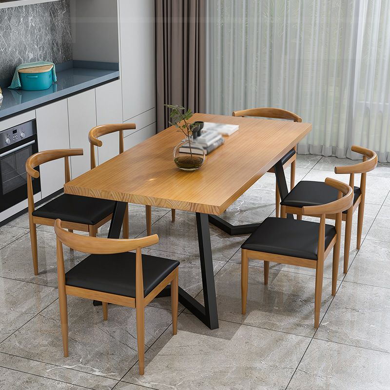 Metal Industrial Rectangle Table Pine Solid Wood Top Table with Sled Base Clearhalo 'Dining Tables & Seating' 'Dining Tables' 'dining_table' 'furn' 'furn_dining_table' 'Furniture' 'furniture_dining_table' 'Kitchen & Dining Furniture' 1200x1200_73b2e564-b397-4138-8b22-021761c0997d