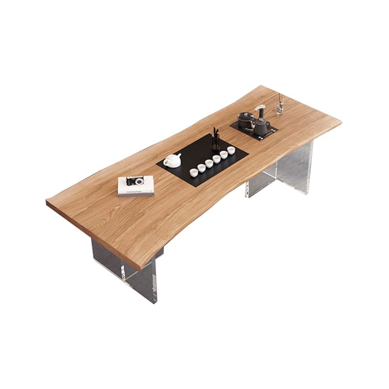 Escritorio de oficina moderno de 30 "H escritorio de oficina acrílico de madera maciza natural