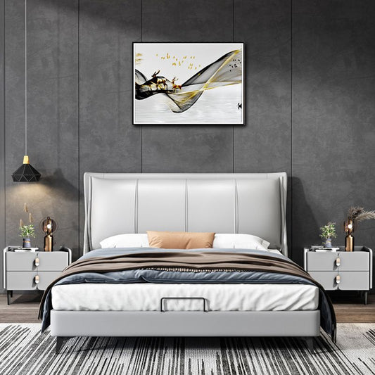 2-schüchternen modernes Bett Nachttisch Massivholz Faux Leder Nachttisch mit Beinen