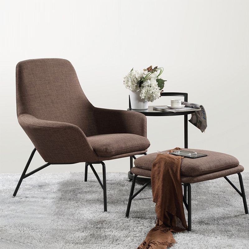 Linen Accent Chair Arms Included Accent Room Chair with Ottoman, 28.34" Wide Clearhalo 'Accent Chairs' 'accent_chairs' 'Chairs & Seating' 'furn' 'furn_accent_chairs' 'Furniture' 'Living Room Furniture' 1200x1200_73b49fe6-c485-43da-b645-d08be7e18b54