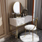 Glam Wood Vanity Table in White 31.5" H Dressing Table with Mirror and Stool