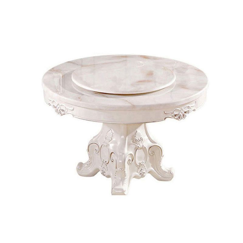 Stone Top Dining Table Round Table with Pedestal Base in White Clearhalo 'Dining Tables & Seating' 'Dining Tables' 'dining_table' 'furn' 'furn_dining_table' 'Furniture' 'Kitchen & Dining Furniture' 1200x1200_73b4e2ca-dc37-4ce6-b361-4335c093fb17