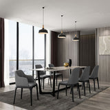 Contemporary Square Leather Dining Side Arm Chair for Kitchen with Wooden Legs Clearhalo ' kitchen&dining_furn' 'Dining Chairs' 'Dining Tables & Seating' 'dining_chair' 'furn' 'furn_dining_chair' 'Furniture' 'furniture_dining_chair' 'Kitchen & Dining Furniture' 'kitchen' 1200x1200_73b666df-aaf2-4979-8eb0-9c0d2c680369