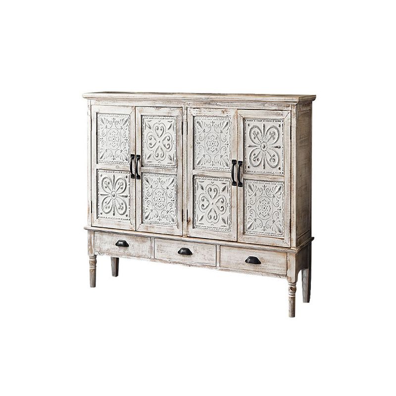 Gabinete de acento industrial con patas y estante de madera gabinete de madera angustiada