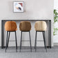 Scandinavian Armless Bar Stools Faux Leather Low Back Barstool with 4 Black Legs