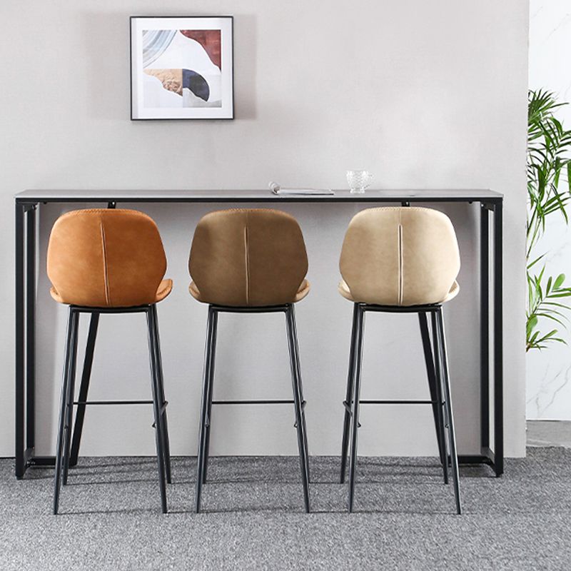 Scandinavian Armless Bar Stools Faux Leather Low Back Barstool with 4 Black Legs Clearhalo 'Bar Furniture' 'Bar Stools' 'bar_stools' 'furn' 'furn_bar_stools' 'Furniture' 'Kitchen & Dining Furniture' 1200x1200_73b83f90-e876-4750-92f8-7febcbc983fb
