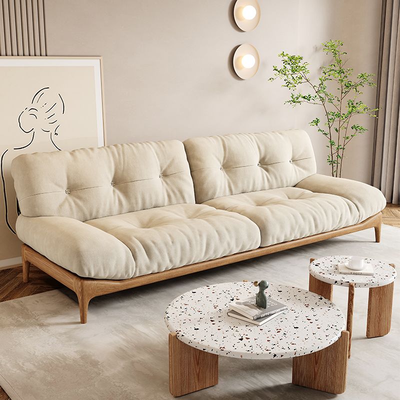 Scandinavian Settee Living Room White Tufted Armless Standard Seating