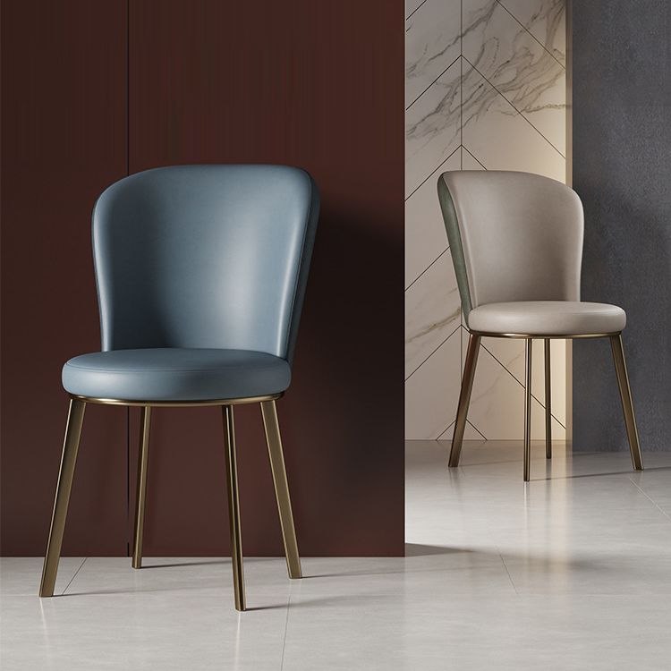 Contemporary Dining Room Side Chairs Matte Finish Leather Curved Parsons Chair Clearhalo ' kitchen&dining_furn' 'Dining Chairs' 'Dining Tables & Seating' 'dining_chair' 'furn' 'furn_dining_chair' 'Furniture' 'furniture_dining_chair' 'Kitchen & Dining Furniture' 'kitchen' 1200x1200_73bbaad7-5f51-48bb-be7d-391fbc05b9c5