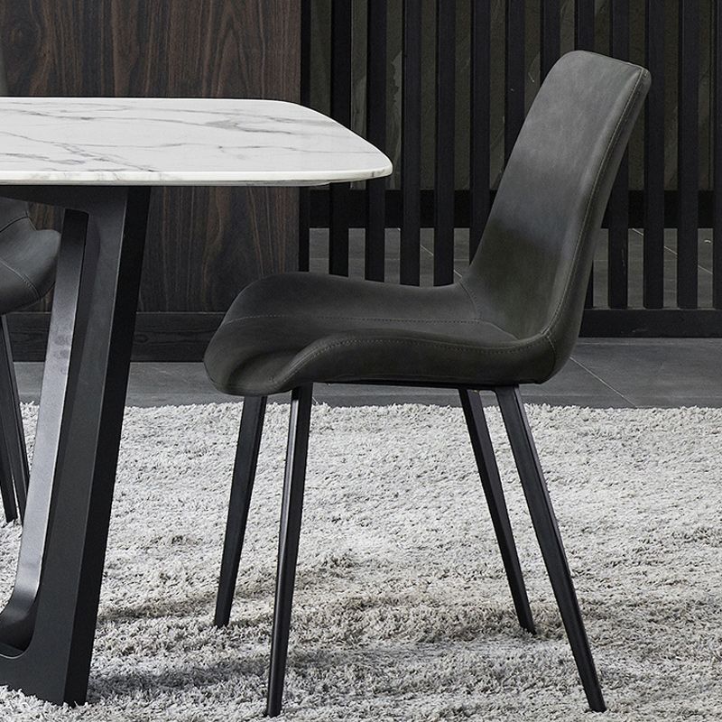 Contemporary Faux Leather Dining Side Chairs Metal Armless Dining Chair Clearhalo 'Dining Chairs' 'Dining Tables & Seating' 'dining_chair' 'furn' 'furn_dining_chair' 'Furniture' 'Kitchen & Dining Furniture' 1200x1200_73bc8596-caac-4419-9e42-918a8b100a92