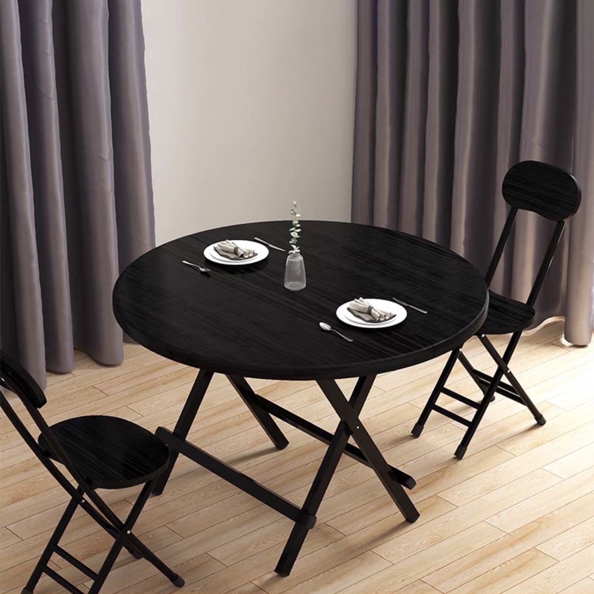 Standard Wooden Top Dining Set with Black Metallic Legs for Dining Furniture Clearhalo 'Dining Room Sets' 'Dining Tables & Seating' 'dining_room_set' 'furn' 'furn_dining_room_set' 'Furniture' 'furniture_dining_room_set' 'Kitchen & Dining Furniture' 'kitchen&dining_furn' 'kitchen' 1200x1200_73c1b1a8-349e-4a8d-ad47-aedfe7d02636
