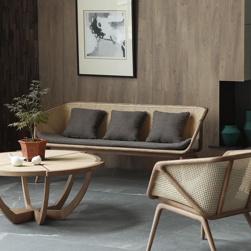 Hanged Arm Stoffsofa in grauem tropischen Sofa mit Bolsterkissen