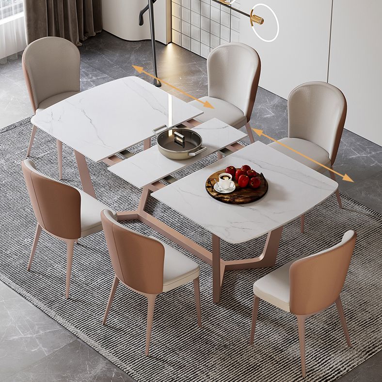 Extendable Sintered Stone Top Dining Set Rectangle 1/4/5/7 Pieces Dining Table with Chairs Clearhalo 'Dining Room Sets' 'Dining Tables & Seating' 'dining_room_set' 'furn' 'furn_dining_room_set' 'Furniture' 'furniture_dining_room_set' 'Kitchen & Dining Furniture' 1200x1200_73c22644-31ff-4153-9b64-e0e03c08fe63