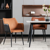 Chaise de bras en cuir faux en métal chaise de salle à manger intérieure pour salle à manger