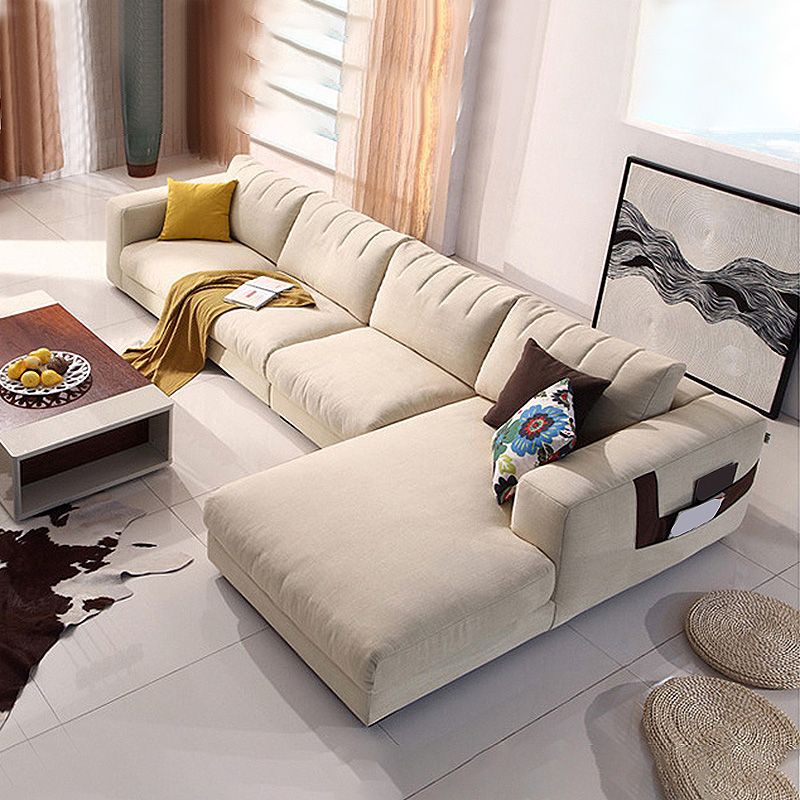Sofá estacionaria moderna de algodón 4 asientos Sofá y chaise
