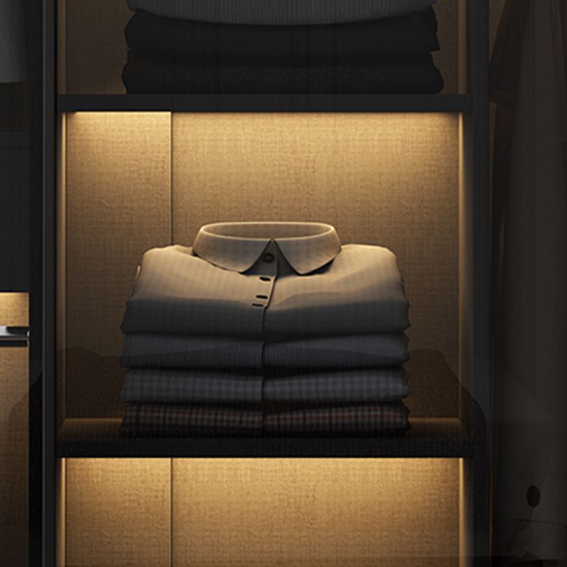 Modern Style Glass Wardrobe 1-Drawer Bedroom Wardrobe Closet Clearhalo 'Armoires & Wardrobes' 'armoires_wardrobes' 'Bedroom Furniture' 'furn' 'furn_armoires_wardrobes' 'Furniture' 1200x1200_73c7b704-4429-45cd-a06a-d4641214f2c7