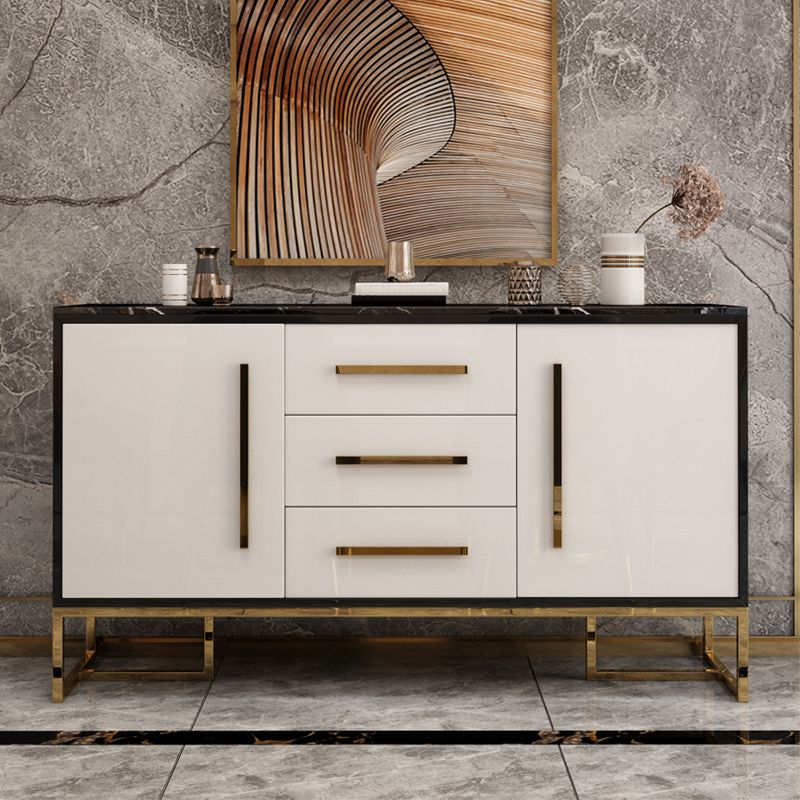 Artificial Wood Dining Room Sideboard Cabinet Glam Credenza with Drawer and Storage Clearhalo 'buffet_sideboard' 'Buffets & Sideboards' 'furn' 'furn_buffet_sideboard' 'Furniture' 'furniture_buffet_sideboard' 'Kitchen & Dining Furniture' 1200x1200_73c82f55-d568-4937-b6e1-ac9a38eb163a