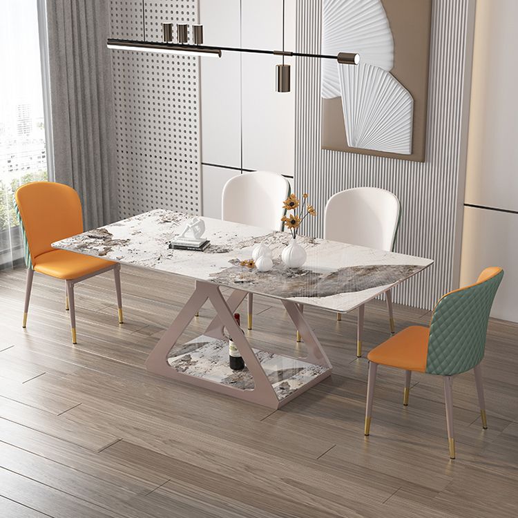 Leather Dining Side Chair Scandinavian Style Armless Solid Back Chairs