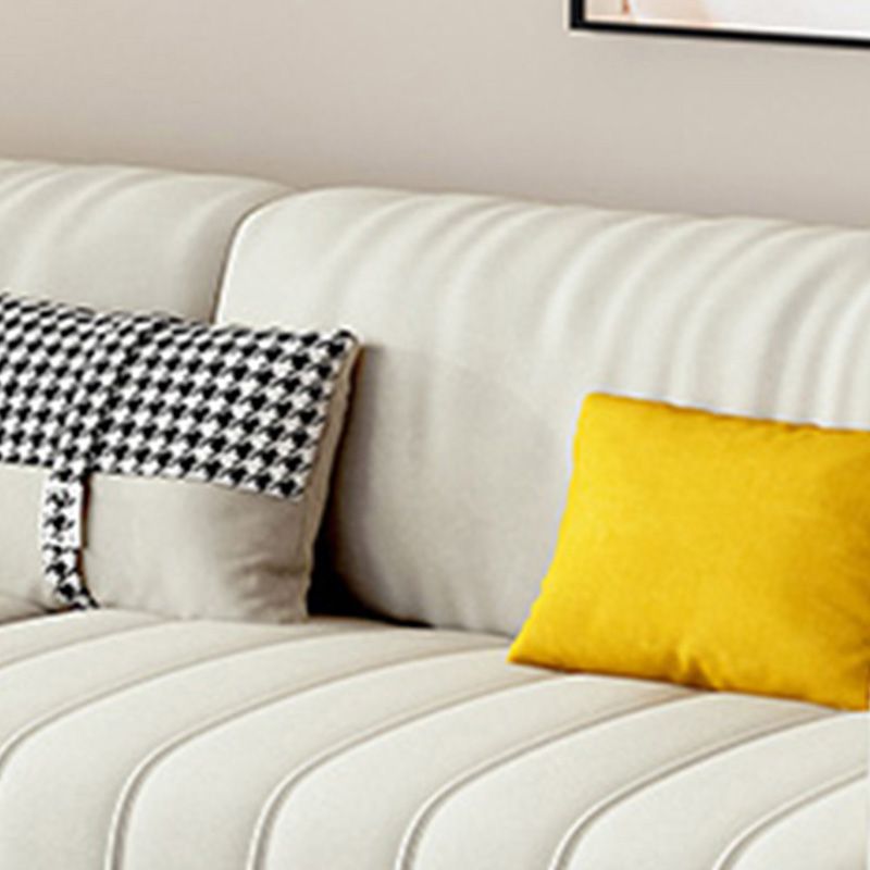 Fabric Square Arm Sofa with Pillows Standard Seating in White
