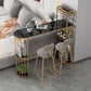 Glam Style Table in Iron Top and Faux Marble with Shelf Milk Tea Shop Bar Table Clearhalo 'Bar Furniture' 'Bar Tables' 'bar_tables' 'furn' 'furn_bar_tables' 'Furniture' 'furniture_bar_tables' 'Kitchen & Dining Furniture' 1200x1200_73ca56ac-9eea-47b2-aad4-1690e5b1a083